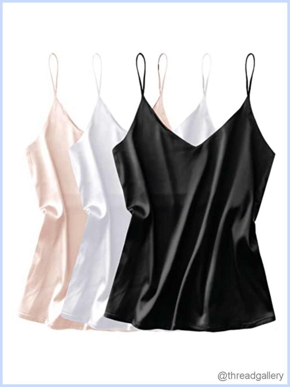 Silk Satin Tank Top V Neck Camisole Spaghetti Strap Sleeveless Blouse